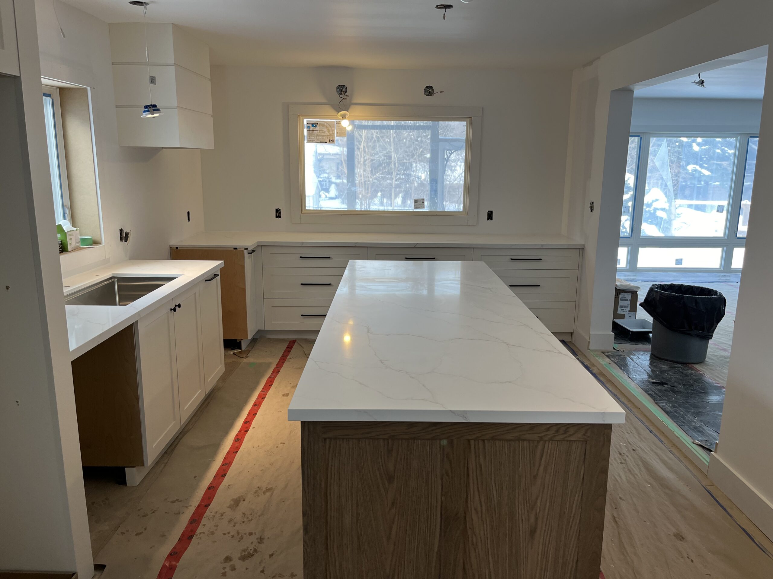 Kitchen renovation with quartz island